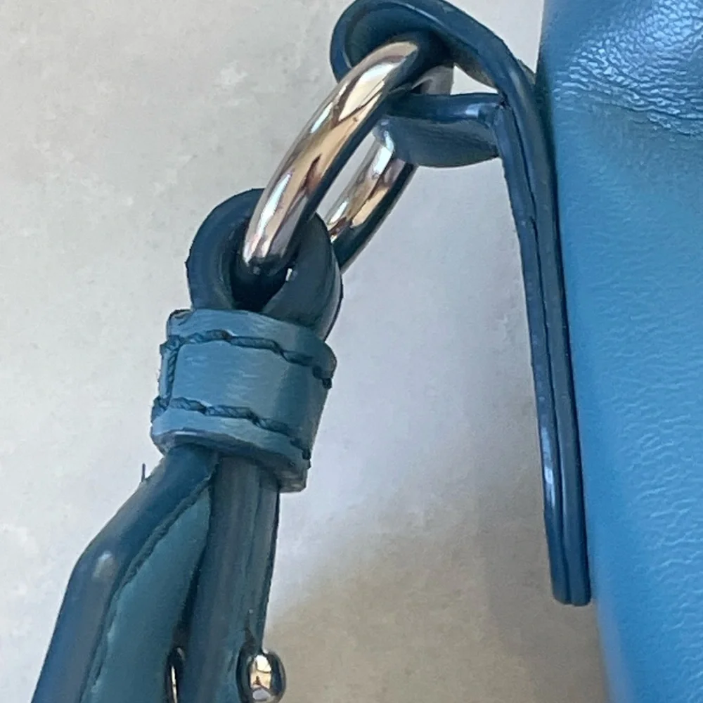 Stella McCartney Teal Crossbody Mini Camera Bag with Logo Strap - Picture 5 of 10